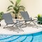 Gray Folding Lounge Chair Set With Footrest And Coffee Table Outdoor Patio 2-Piece